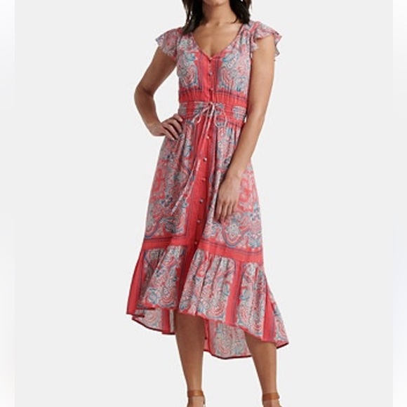 Lucky Brand Women's dress - Red and Gray Paisley - Picture 1 of 8